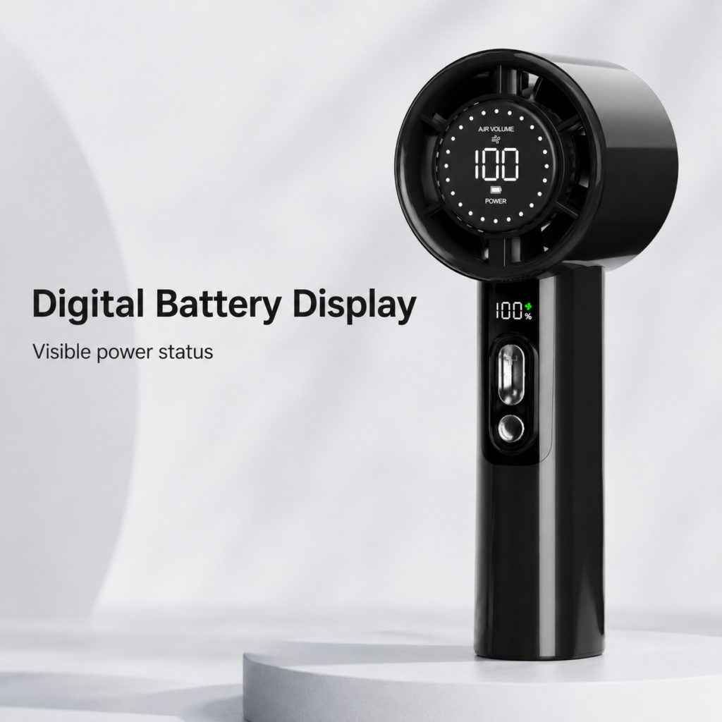 Portable Handheld Turbo Fan with Digital Battery Display