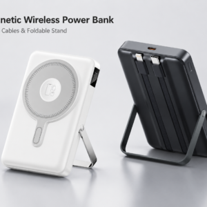 Magnetic Wireless Power Bank with Built-in Cables and Foldable Stand