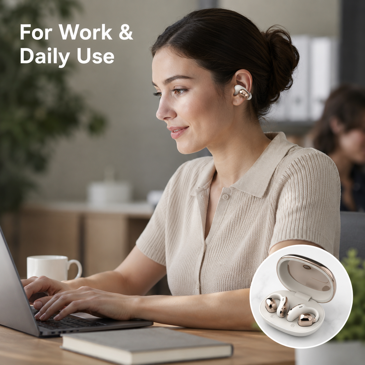 Open-Ear Clip-On Wireless Earbuds with Charging Case (7)