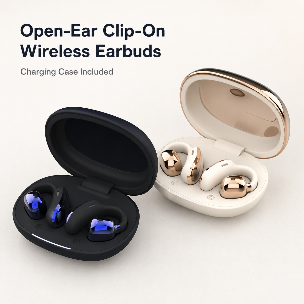 Open-Ear Clip-On Wireless Earbuds with Charging Case (9)